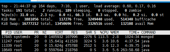使用top命令查看负载